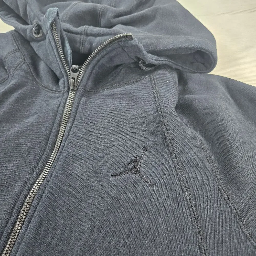 Nike Air Jordan Wings Fleece Lined Full Zip Black Hoodie Men's Size‎ Large